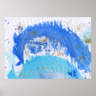 Blues 026 Abstract Watercolor Textured Paper Poster
