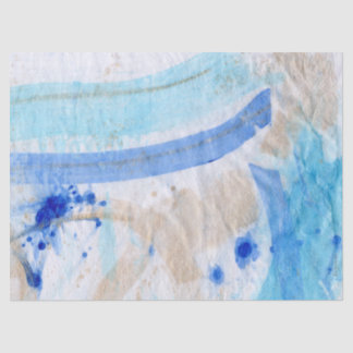 Blues 027 Abstract Watercolor Painted Tissue Paper