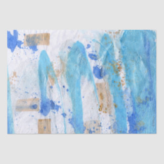 Blues 028 Abstract Watercolor Painted Tissue Paper