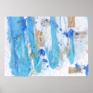 Blues 028 Abstract Watercolor Textured Paper Poster