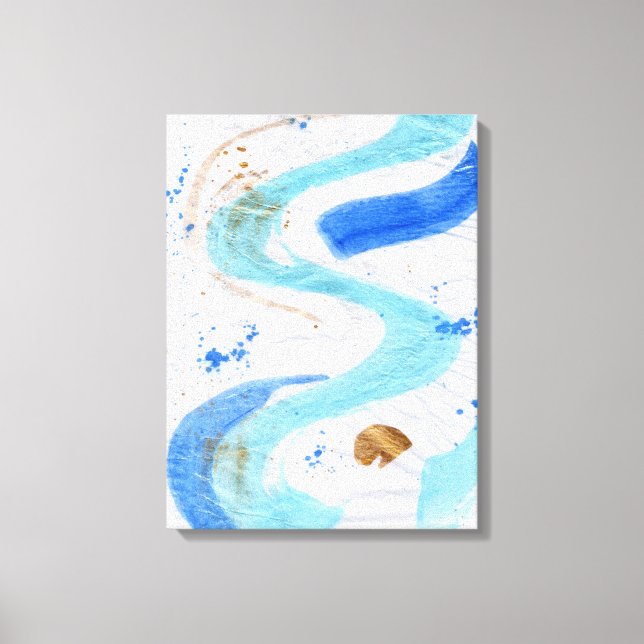 Blues 030 Abstract Watercolour Texture Canvas (Front)