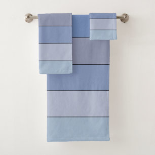 Blues And Grays Color Stripes On Watercolor Paper Bath Towel Set