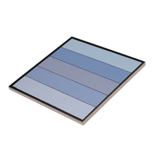 Blues And Grays Color Stripes On Watercolor Paper Ceramic Tile