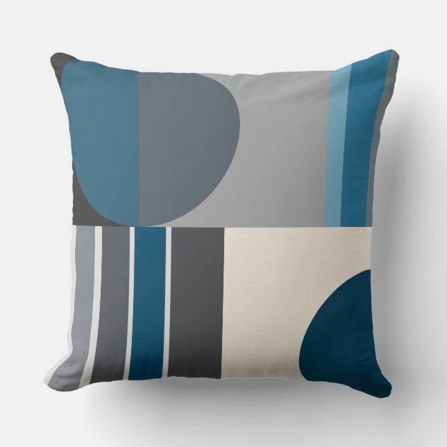 Blues and grays Geometric Throw Pillow (Front)