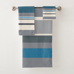 Blues and Grays Stripes   Bath Towel Set