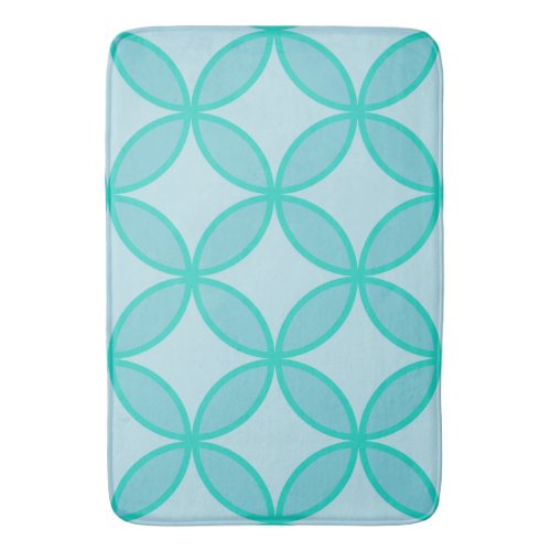 Blues and white circle flower petal pattern bath mat