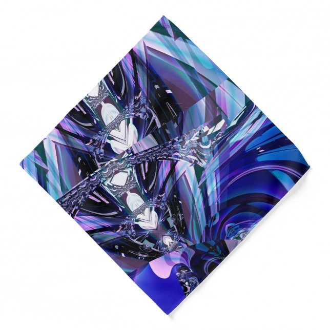 Blues Arches and Abstract Patterns Bandana (Front)