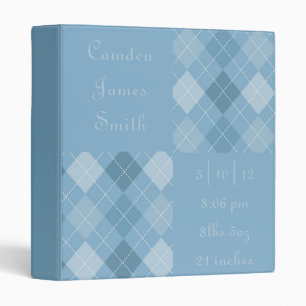 Blues Argyle Baby Book 3 Ring Binder