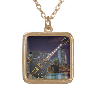 Blues at Night Guitar Charm Necklace