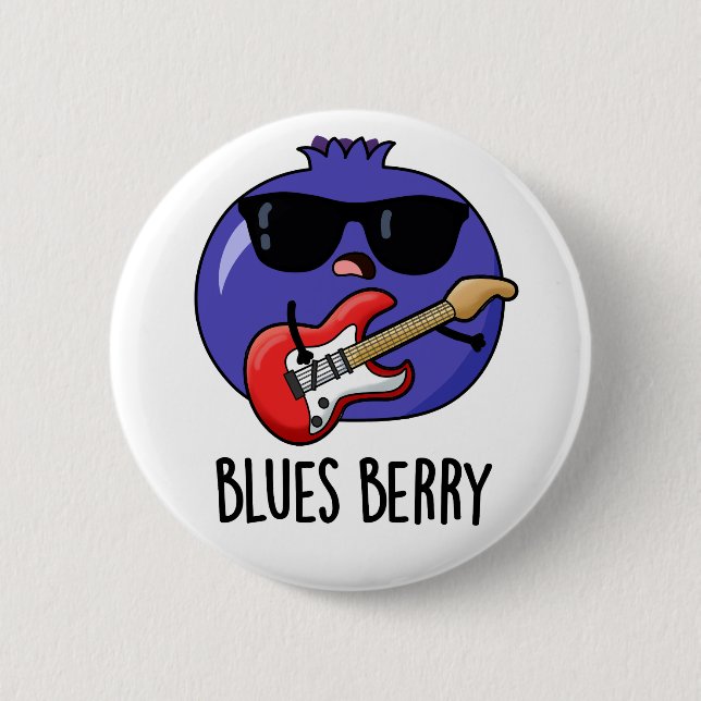 Blues Berry Funny Fruit Pun  Button (Front)