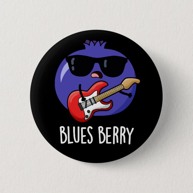 Blues Berry Funny Fruit Pun Dark BG Button (Front)