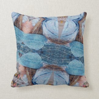 Blues Browns Digital Abstract Art Throw Pillow