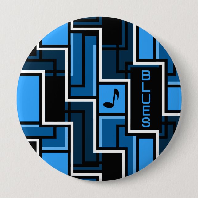 Blues button, huge pinback button (Front)