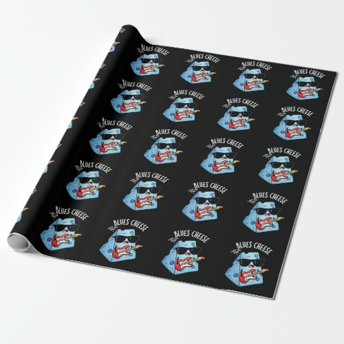 Blues Cheese Funny Food Puns Dark BG Wrapping Paper