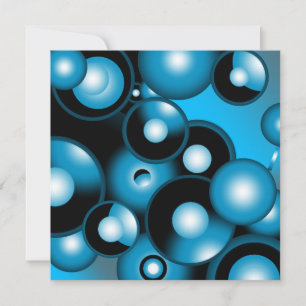 Blues Concentric Circle Orbital Abstract Art Note Card