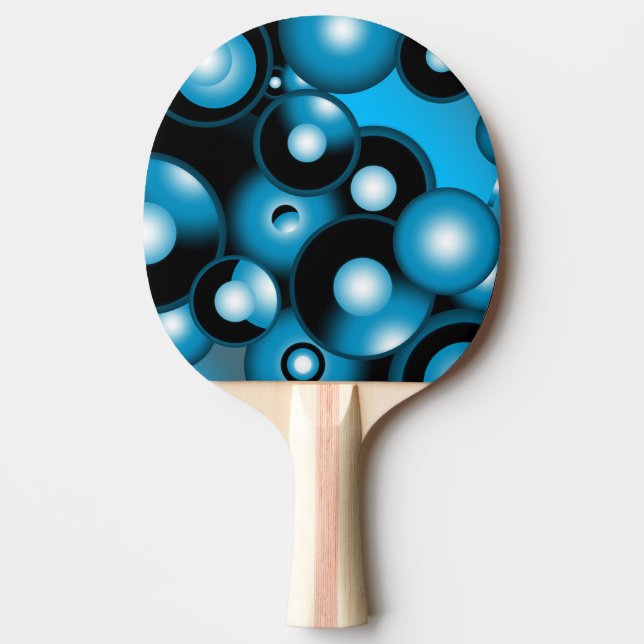 Blues Concentric Circle Orbital Abstract Art Ping Pong Paddle (Front)