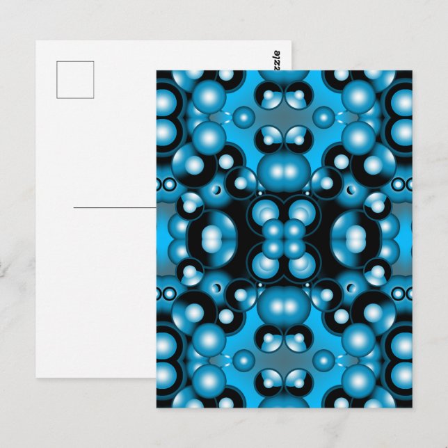 Blues Concentric Circle Orbital Abstract Art  Postcard (Front/Back)