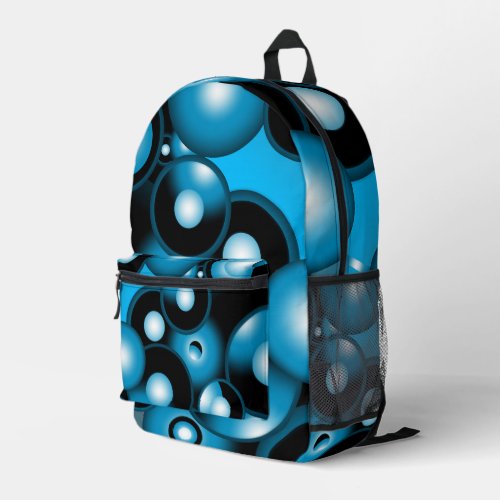 Blues Concentric Circle Orbital Abstract Art Printed Backpack