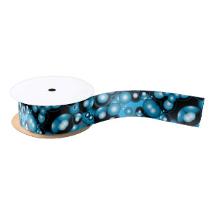 Blues Concentric Circle Orbital Abstract Art Satin Ribbon