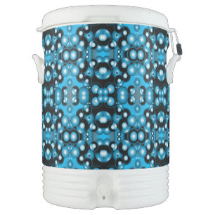 Blues Concentric Circle Orbital Rings Abstract Art Beverage Cooler