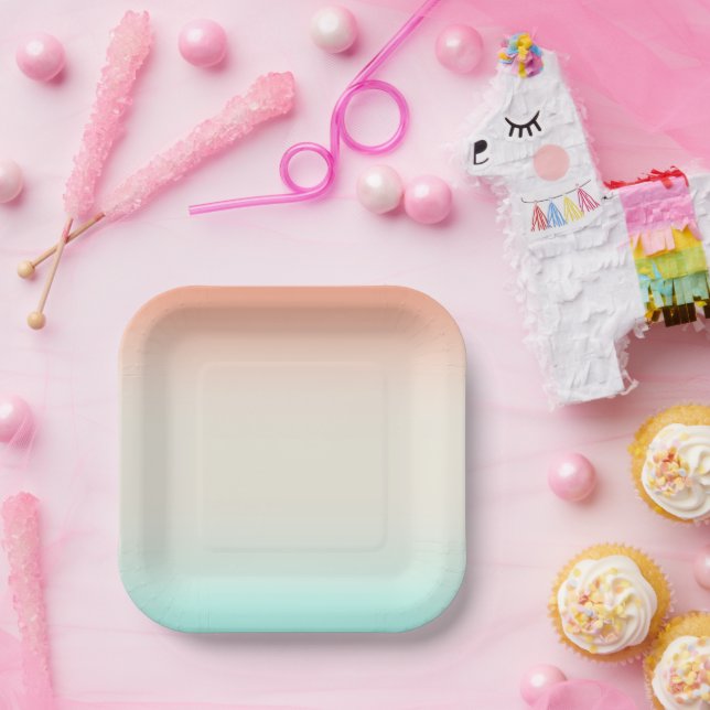 Blues Coral Linen Blends  Paper Plates (Party)