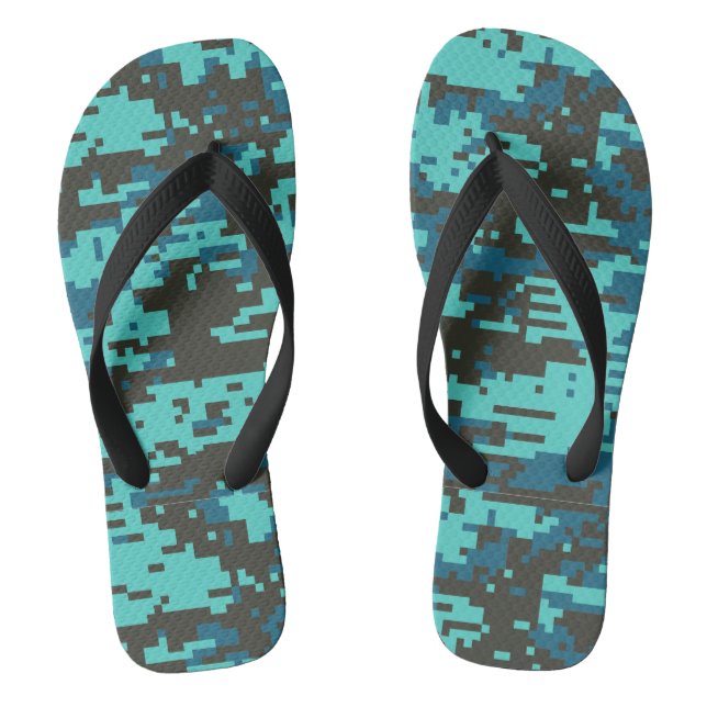 Blues Digital Camo Pattern Flip Flops (Footbed)