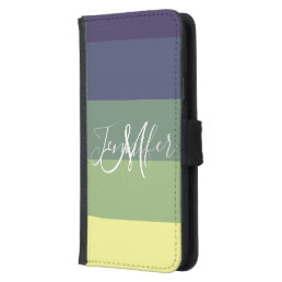 Blues + Greens Color Block Stripe Samsung Galaxy S5 Wallet Case