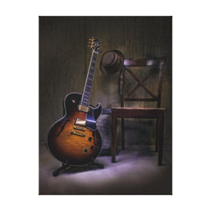 Blues Guitar and Chair Canvas Print