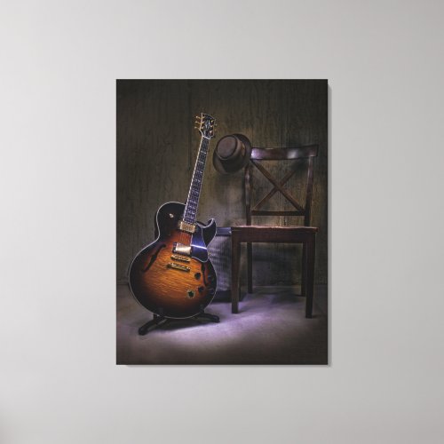 Blues Guitar and Chair Canvas Print