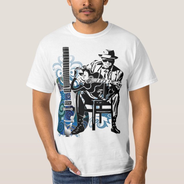 blues guitar man music tshirt (Front)