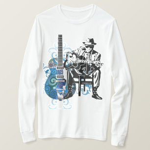 blues guitar man music tshirt long sleeves