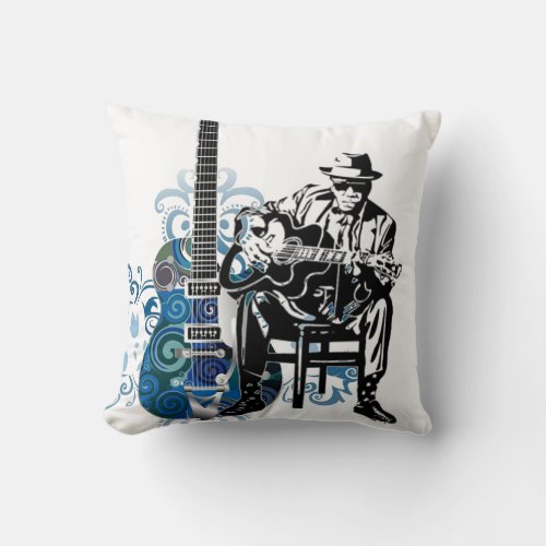 blues guitar soul man music cushion pillow