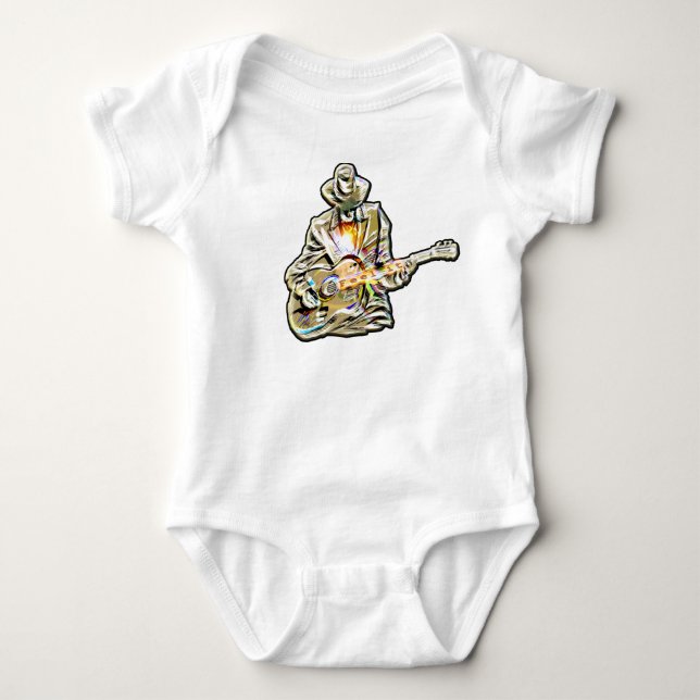 Blues Guitarist – Feel the Music Art Baby Bodysuit (Front)