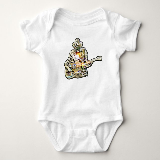 Blues Guitarist – Feel the Music Art Baby Bodysuit (Front)