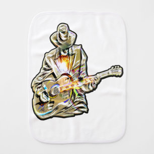 Blues Guitarist – Feel the Music Art Baby Burp Cloth