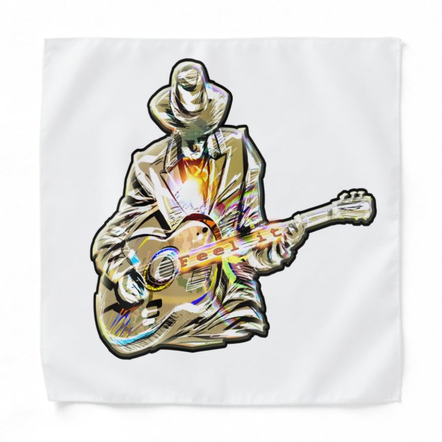 Blues Guitarist – Feel the Music Art Bandana (Front)
