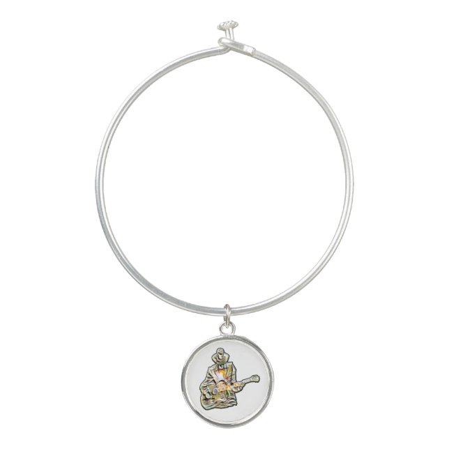 Blues Guitarist – Feel the Music Art Bangle Bracelet (Front)