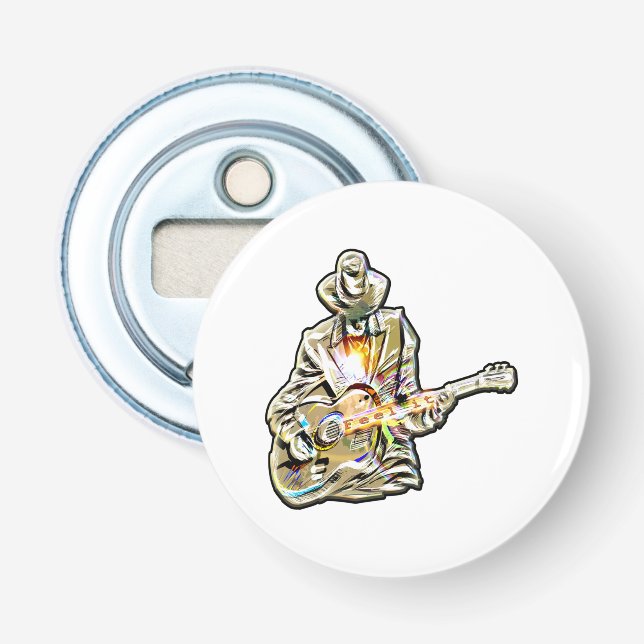 Blues Guitarist – Feel the Music Art Bottle Opener (Front)
