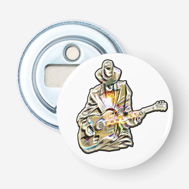 Blues Guitarist – Feel the Music Art Bottle Opener (Front)