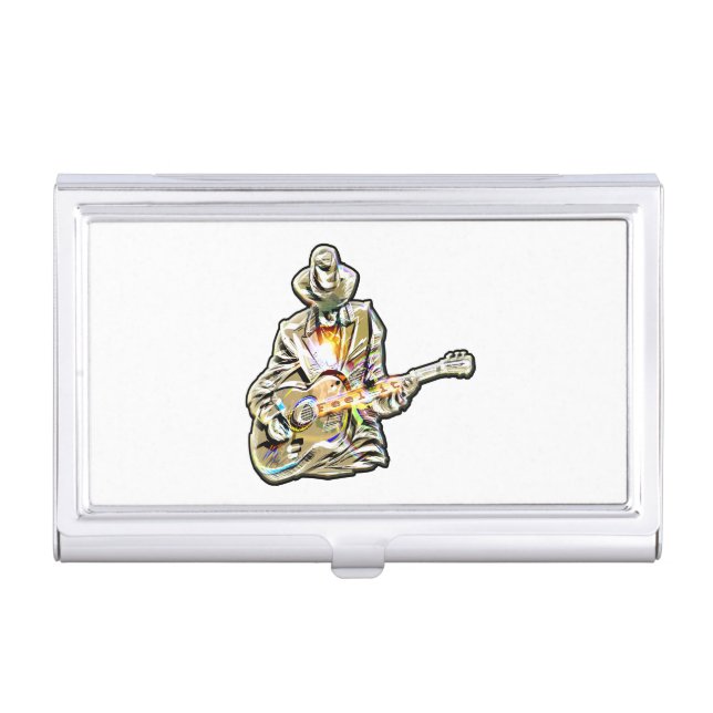 Blues Guitarist – Feel the Music Art Business Card Case (Front)