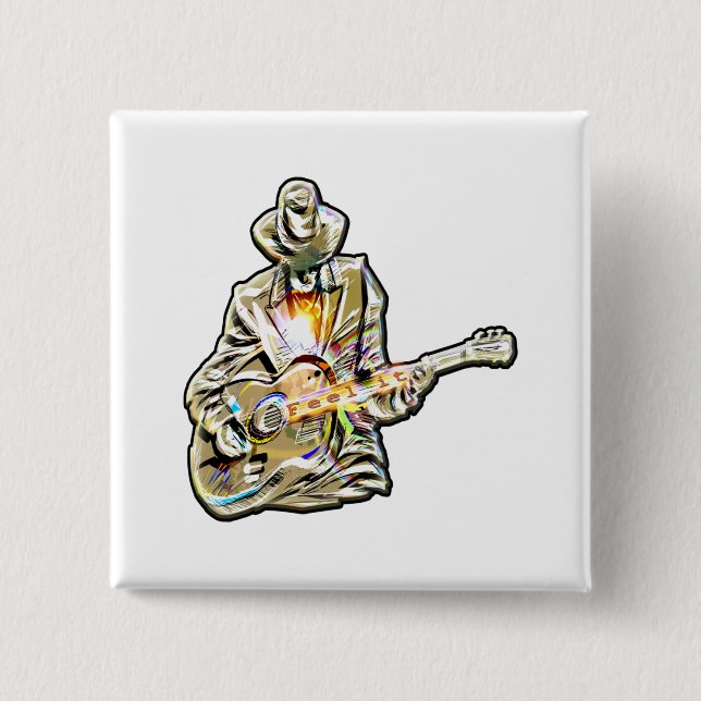 Blues Guitarist – Feel the Music Art Button (Front)