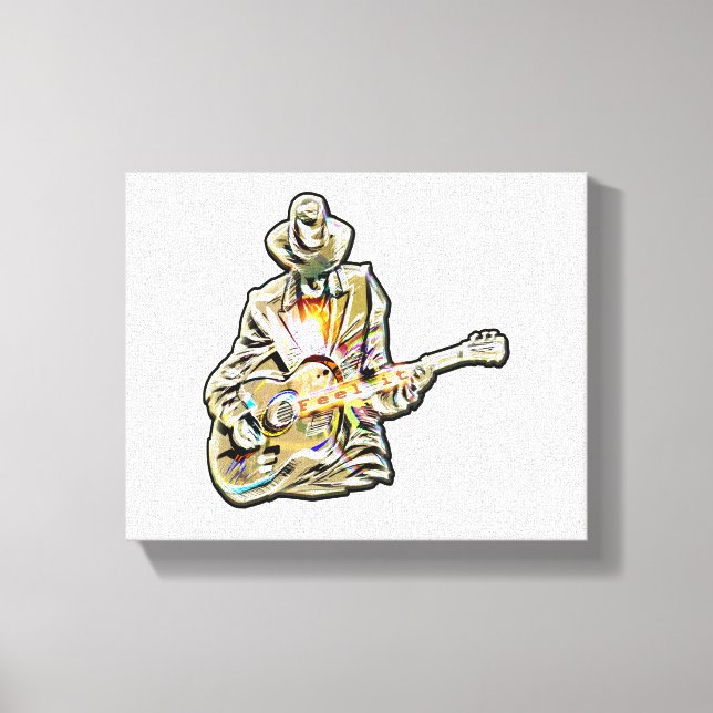 Blues Guitarist – Feel the Music Art Canvas Print (Front)