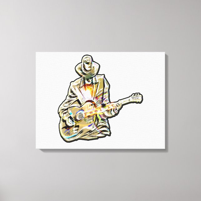 Blues Guitarist – Feel the Music Art Canvas Print (Front)