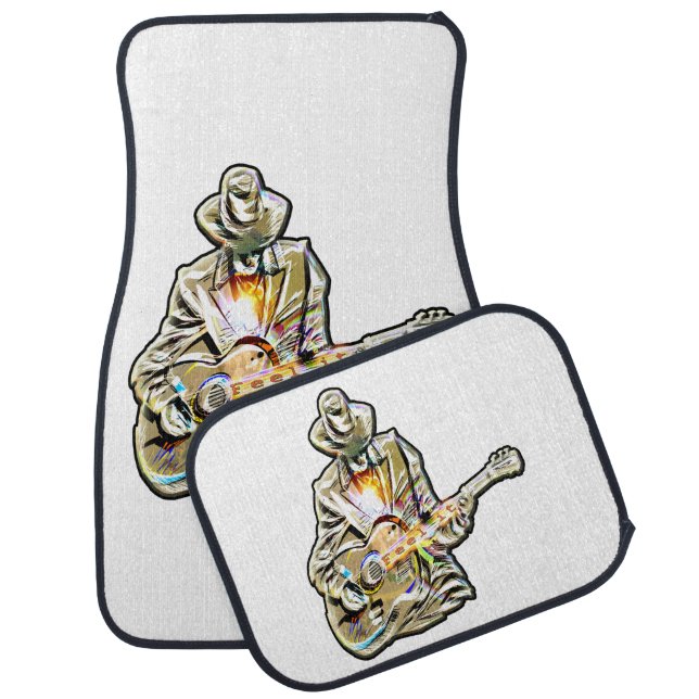 Blues Guitarist – Feel the Music Art Car Floor Mat (Set)