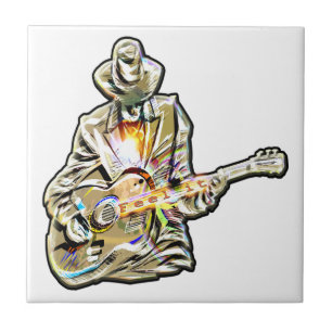 Blues Guitarist – Feel the Music Art Ceramic Tile