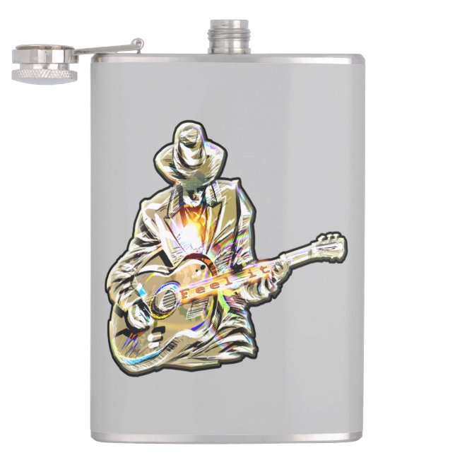 Blues Guitarist – Feel the Music Art Flask (Opened)