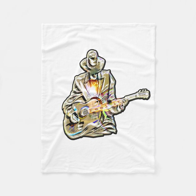 Blues Guitarist – Feel the Music Art Fleece Blanket (Front)