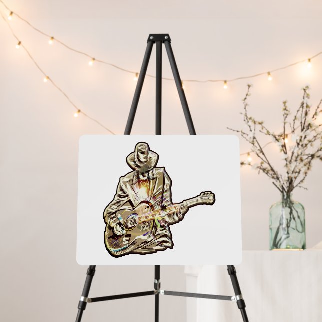 Blues Guitarist – Feel the Music Art Foam Board (In Situ (Stand))