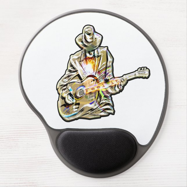 Blues Guitarist – Feel the Music Art Gel Mouse Pad (Front)