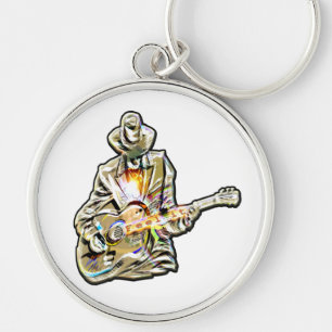 Blues Guitarist – Feel the Music Art Keychain